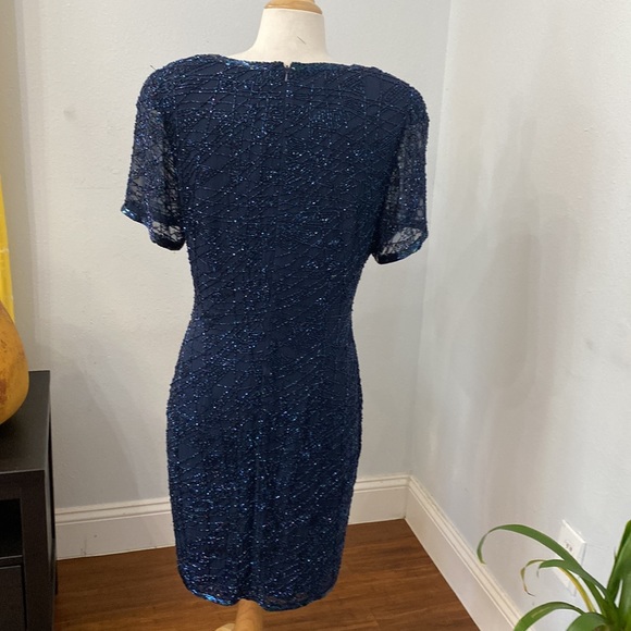 BLACKTIE OLEG CASSINI Silk Sheath Midi Dress Size 8 - Picture 6 of 11